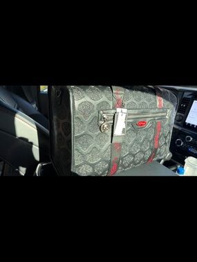 Ed Hardy Black Duffel Bag with Red Accents